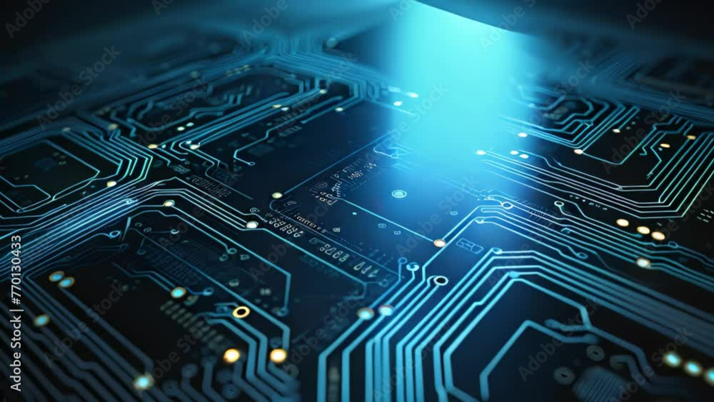 Poster circuit board background. technology and science concept. 3d rendering, abstract futuristic circuit 
