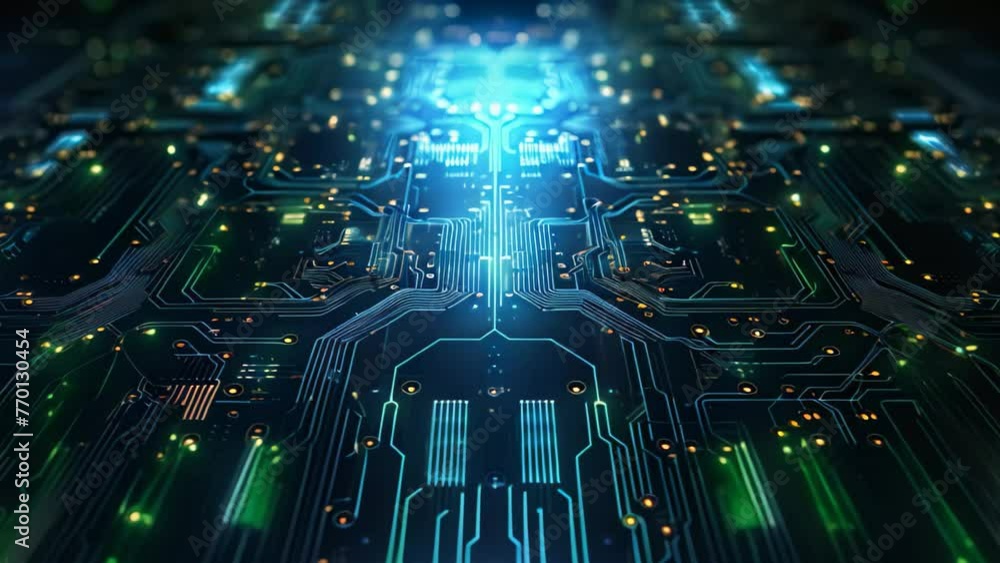 Poster futuristic circuit board background. 3d rendering toned image, abstract futuristic circuit computer 