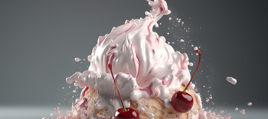 splash of cherry ice cream, fruit 73