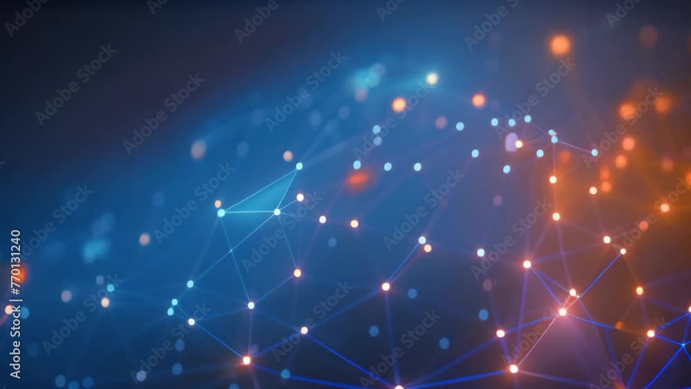 Poster Abstract technology background with connection lines and dots. 3D Rendering, Abstract technology background with circuit board. Artificial intelligence concept. 3D Rendering, AI Generated