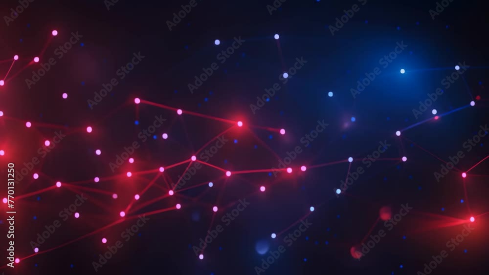 Poster Abstract technology background with connecting dots and lines. 3D Rendering, Abstract technology background with circuit board. Artificial intelligence concept. 3D Rendering, AI Generated
