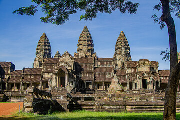 Beautiful temples of Angkor Vat. Heritage site built around 12th century 