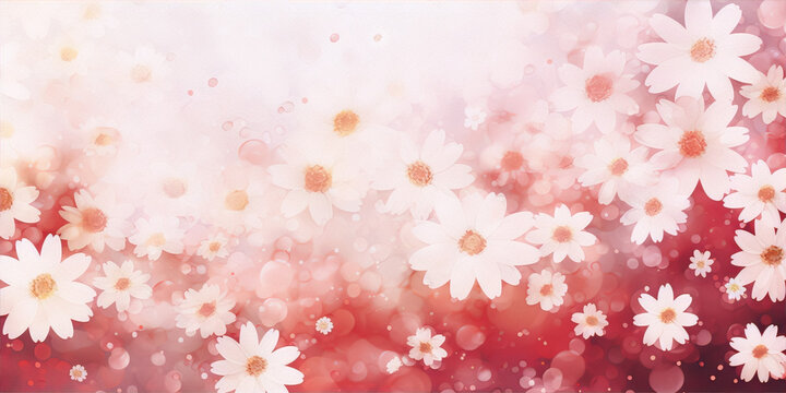 Delicate white daisies on a blurred pink background in a soft and dreamy painting