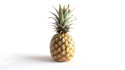Fresh pineapple on white background
 - obrazy, fototapety, plakaty