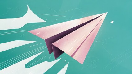 a paper airplane, showcasing its folded design with crisp edges and aerodynamic shape, soaring through the air with grace and freedom