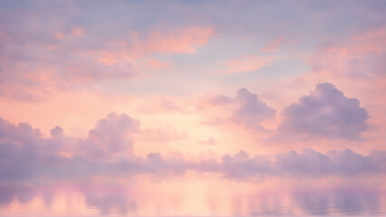 Gentle background, Pastel sky at dawn, soft clouds, gentle sunlight, serene atmosphere