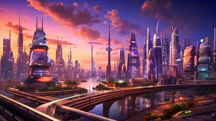 Shanghai skyline panorama at sunset. Shanghai is the capital city of China. - obrazy, fototapety, plakaty