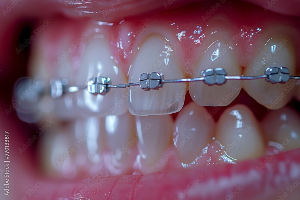 Canvas Prints A person's teeth are being straightened with braces