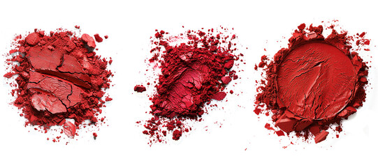 Red powder, makeup powder isolated, powder top view isolated on transparent background	
