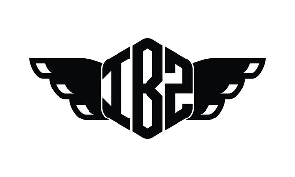 IBZ polygon wings logo design vector template.
