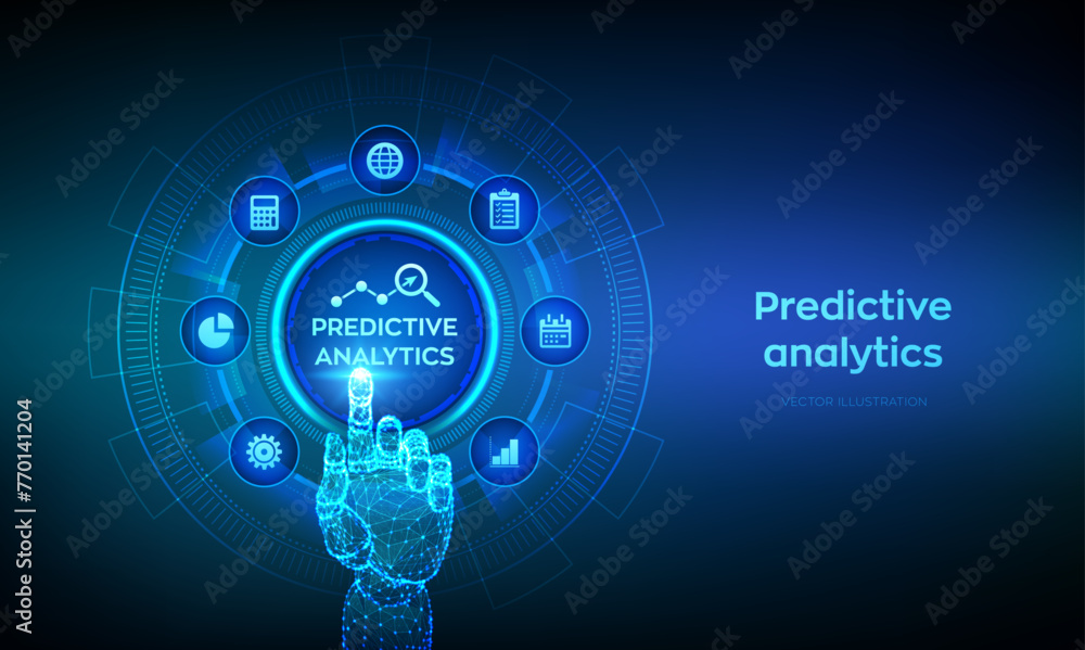Poster predictive analytics. big data analysis. business intelligence technology concept on virtual screen.