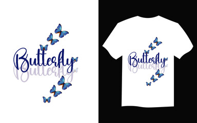 vector butterfly white t shirt design