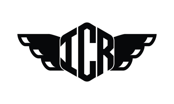 ICR polygon wings logo design vector template.