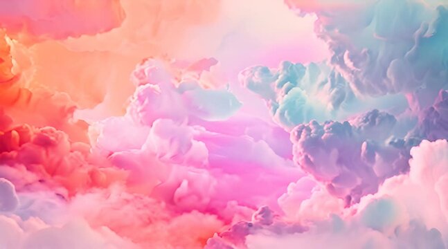 Vibrant Colorful Sky and Fluffy Clouds Abstract with Ai generated.
