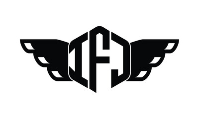 IFJ polygon wings logo design vector template. - obrazy, fototapety, plakaty