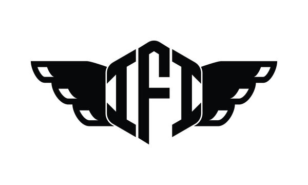 IFI polygon wings logo design vector template.