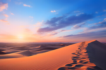 Divine Dawn in the Desert: A Spectacular Display of Nature's Color Palette against Harmonious Terrain