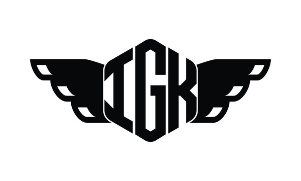 IGK polygon wings logo design vector template.