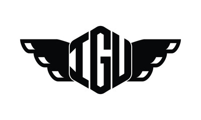 IGU polygon wings logo design vector template.