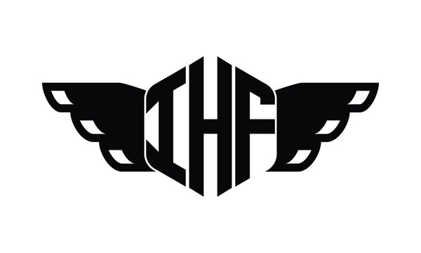 IHF polygon wings logo design vector template.