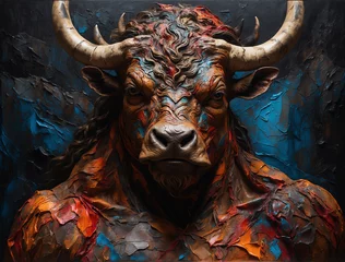 Crédence de cuisine en verre imprimé Buffle bull with horns