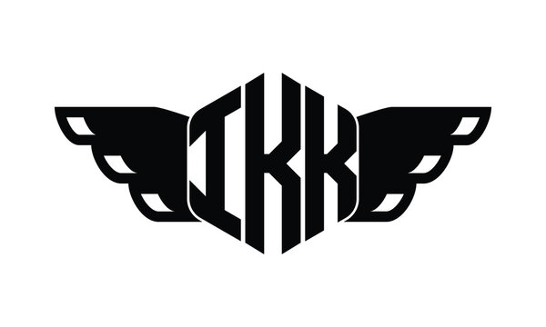 IKK polygon wings logo design vector template.