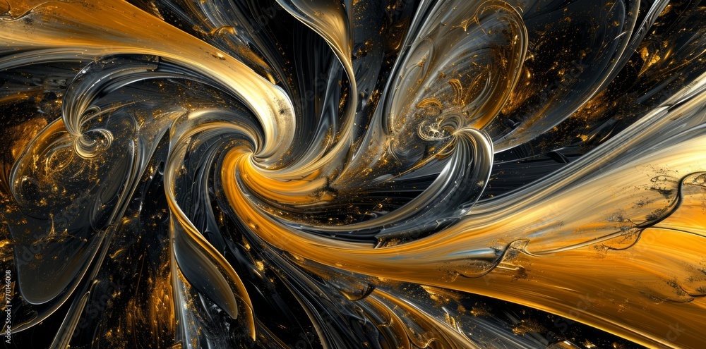 Aufkleber dynamic geometric patterns on a gleaming black canvas. elegant fusion background.