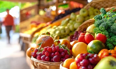 fruits and vegetables at the market. Regional organic store, farmer's market - obrazy, fototapety, plakaty