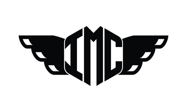IMC polygon wings logo design vector template.