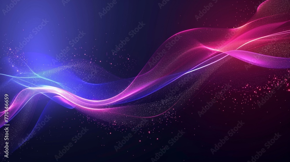 Poster futuristic glow and flowing wave lines on a dark abstract background create an otherworldly ambiance
