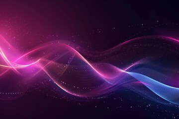 Flowing wave lines in a futuristic glow against a dark abstract backdrop.
