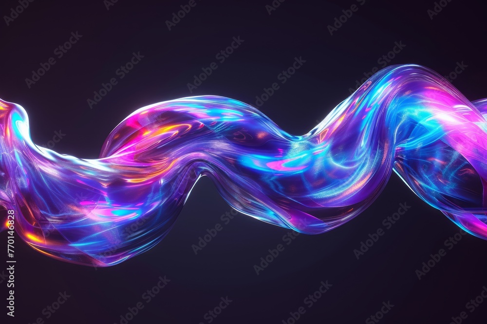 Poster futuristic vibes emanate from the dynamic motion of an abstract holographic neon wave.