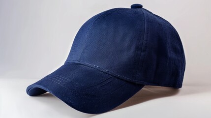 Blue baseball cap mockup on white background for product presentation and design showcase