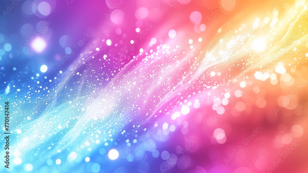 Poster enchanting iridescent dreams captured in a blurred abstract background with fluid color transitions.