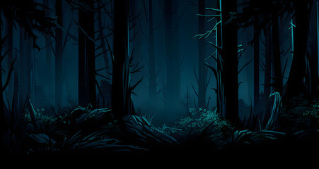 a picture of a scary forest with no one
