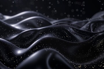 Obraz premium Luxurious Futurism Abstract Dark Black Background with Waved Design
