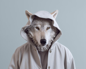 Obraz premium Wolf in Hood Jacket Sheeps Clothing Generative AI Illustration