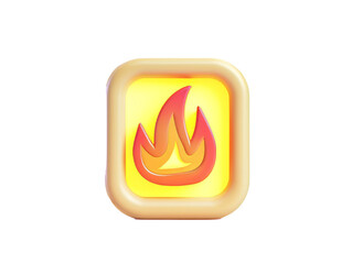 flame or fire icon, 3d illustration