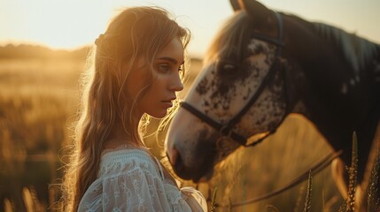 A woman and horse