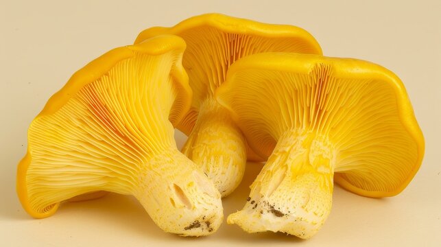 Yellowfoot mushroom   craterellus tubaeformis   on delicate pastel colored background