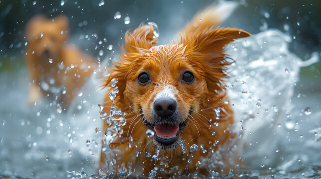Underwater funny photo of dog