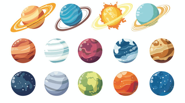 Cartoon Solar system with nine planets