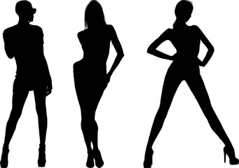 mujeres, ilustracion, vector, silueta, modelos, fashion, modelos, moda, pose, sexy, sensual