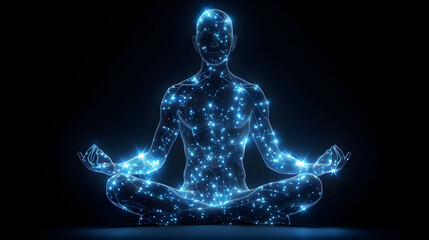 Trance or meditation or astral body concept. Spiritual human body silhouette - obrazy, fototapety, plakaty