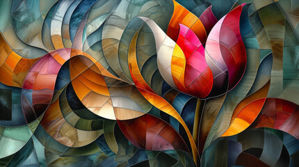 Ethereal lotus flower emerging from an abstract swirl of vibrant colors and shades, symbolizing tranquility and artistic beauty.