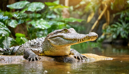 Obraz premium ワニ。クロコダイル。アリゲーター。野生のワニのイメージ素材。Crocodile. alligator. Wild crocodile image material.