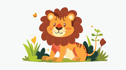 Obraz na płótnie Canvas Cute lion cartoon running