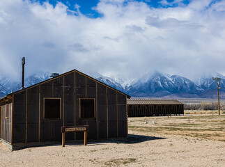 The Women's Latrine and  One of The Barracks, Manzanar National Historical Site, California, USA