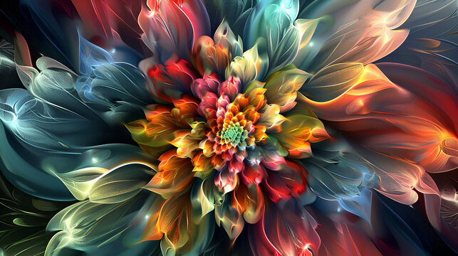 Beautiful abstract colorful flower design. Artificial Flowers Wall for Background in vintage style, Generative AI 