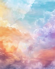 Pastel watercolor sky with wispy clouds